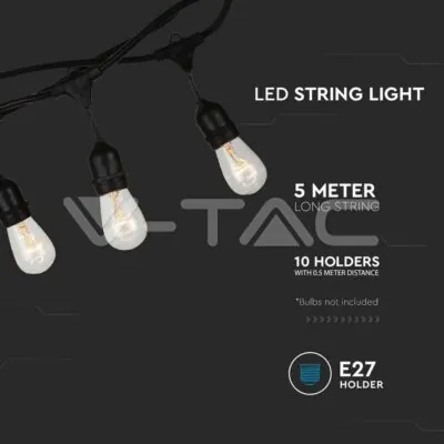 V-TAC VT-3698 Поредица Фасунги 10х27 Кабел Щепсел IP65