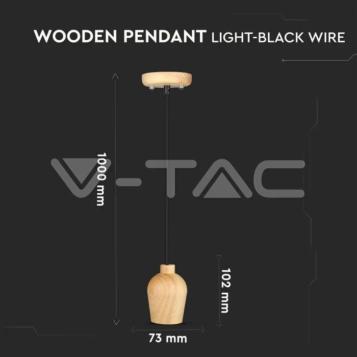 V-TAC VT-3721 Висящ Пендел Черен Кабел