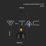 V-TAC VT-3728 Алуминев Абажур Светло Черен