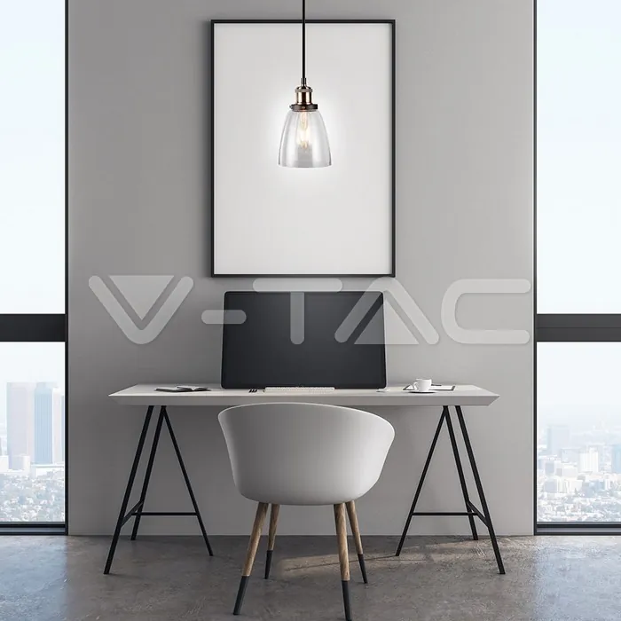 V-TAC VT-3735 Стъклен Пендел Винтидж Прозрачен Ф140