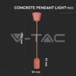 V-TAC VT-3743 Бетонен Пендел Светло Червен