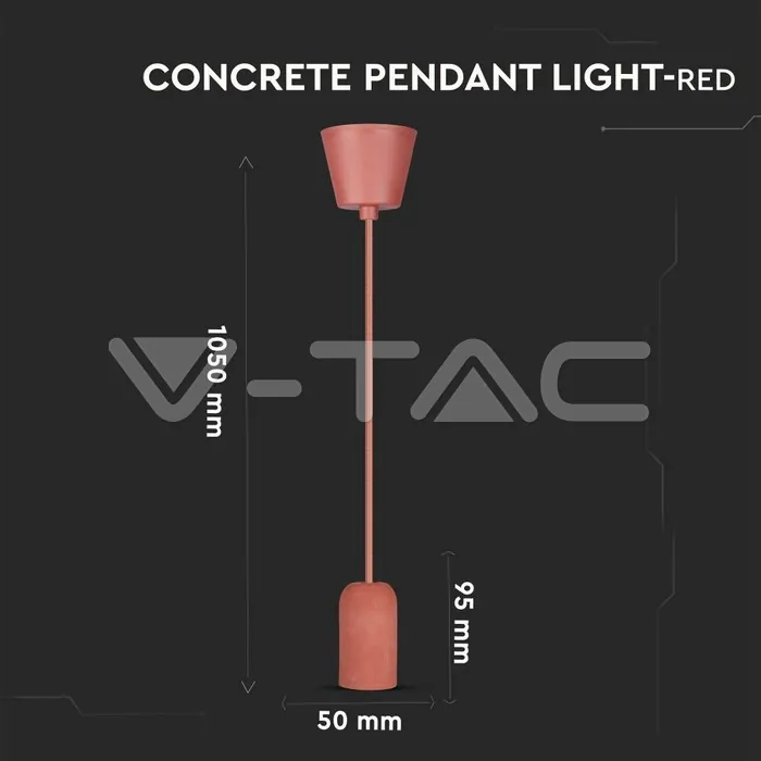 V-TAC VT-3743 Бетонен Пендел Светло Червен
