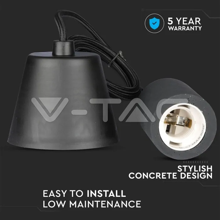 V-TAC VT-3747 Бетонен Пендел Светло Черен