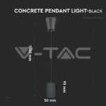 V-TAC VT-3747 Бетонен Пендел Светло Черен