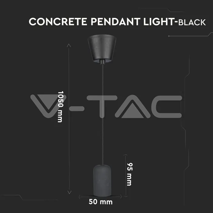 V-TAC VT-3747 Бетонен Пендел Светло Черен