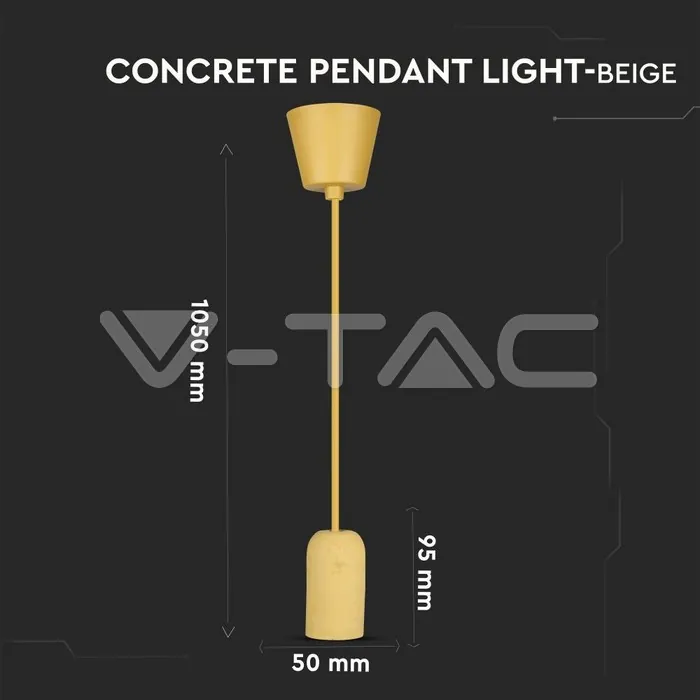 V-TAC VT-3750 Бетонен Пендел Светло Бежов