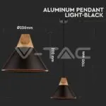 V-TAC VT-3757 Алуминиев Пендел Светло Черен