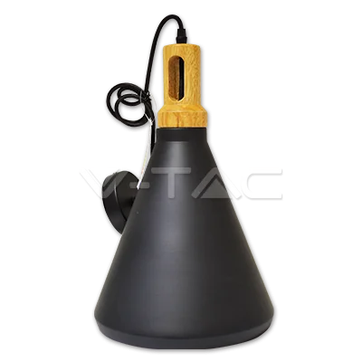 V-TAC VT-3762 Пендел Черна Шапка Основа Дърво Голям Ф250