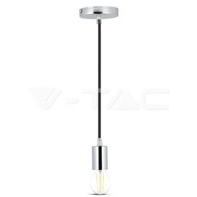V-TAC VT-3782 Пендел Хромиран Купол Светло Черен Кабел