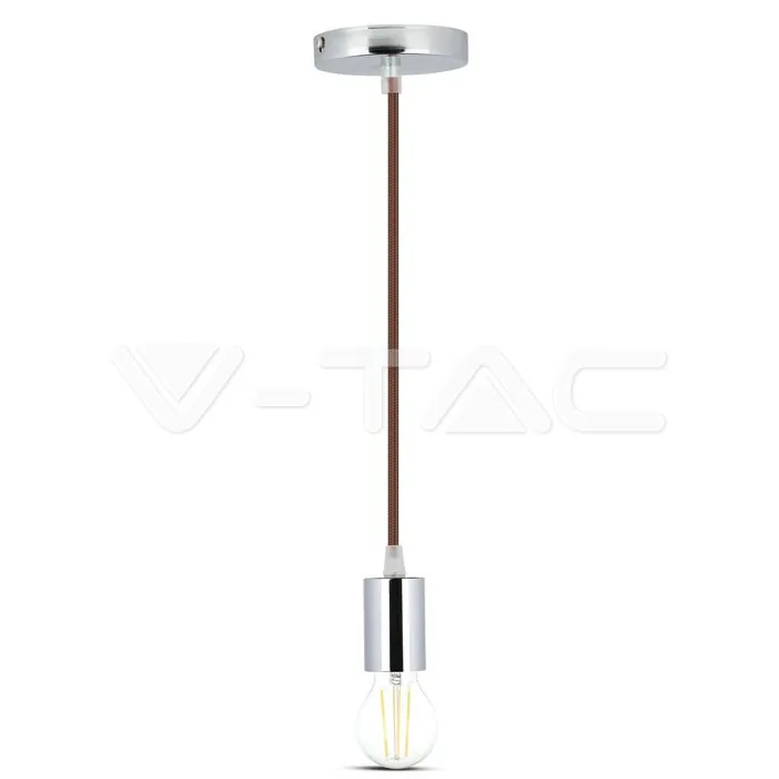V-TAC VT-3784 Пендел Хромиран Купол Светло Кафяв Кабел