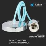 V-TAC VT-3787 Пендел Хромиран Купол Светло Син Кабел