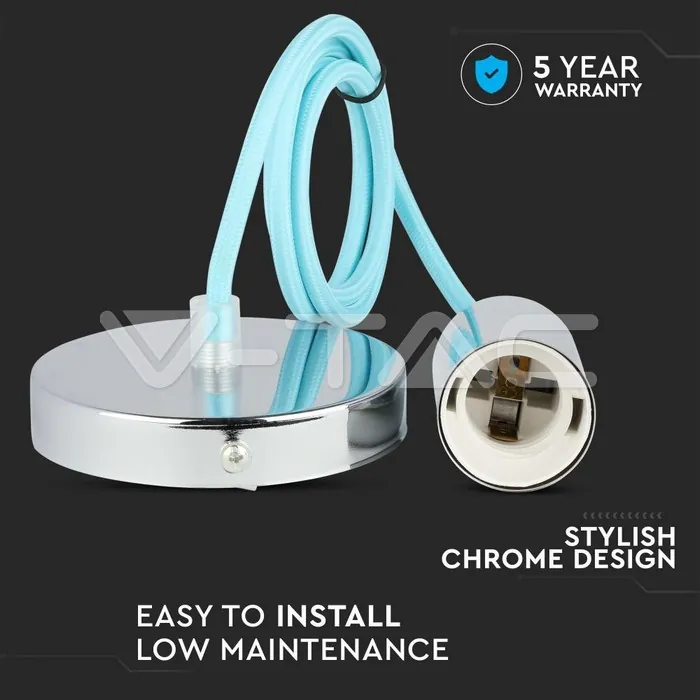 V-TAC VT-3787 Пендел Хромиран Купол Светло Син Кабел