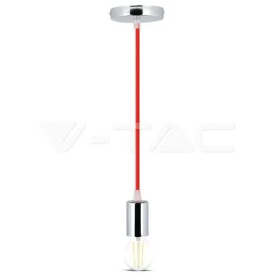 V-TAC VT-3791 Пендел Хромиран Купол Светло Червен Кабел