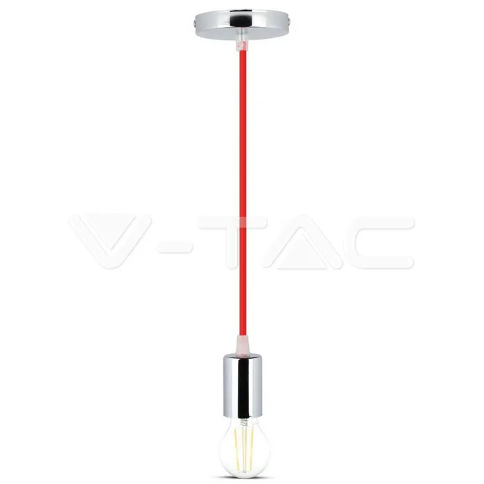 V-TAC VT-3791 Пендел Хромиран Купол Светло Червен Кабел