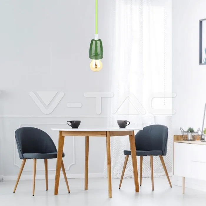 V-TAC VT-3805 Пендел Порцеланова Фасунга E27 Зелен