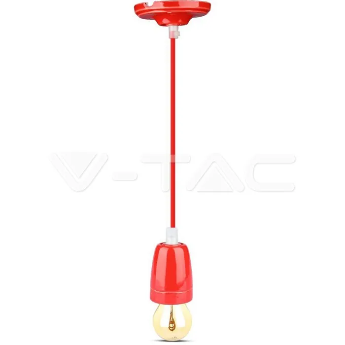 V-TAC VT-3807 Пендел Порцеланова Фасунга E27 Червен