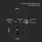 V-TAC VT-3825 Пендел Черен Мат С Черен Кабел