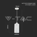 V-TAC VT-3829 Пендел Бял Мат С Бял Кабел