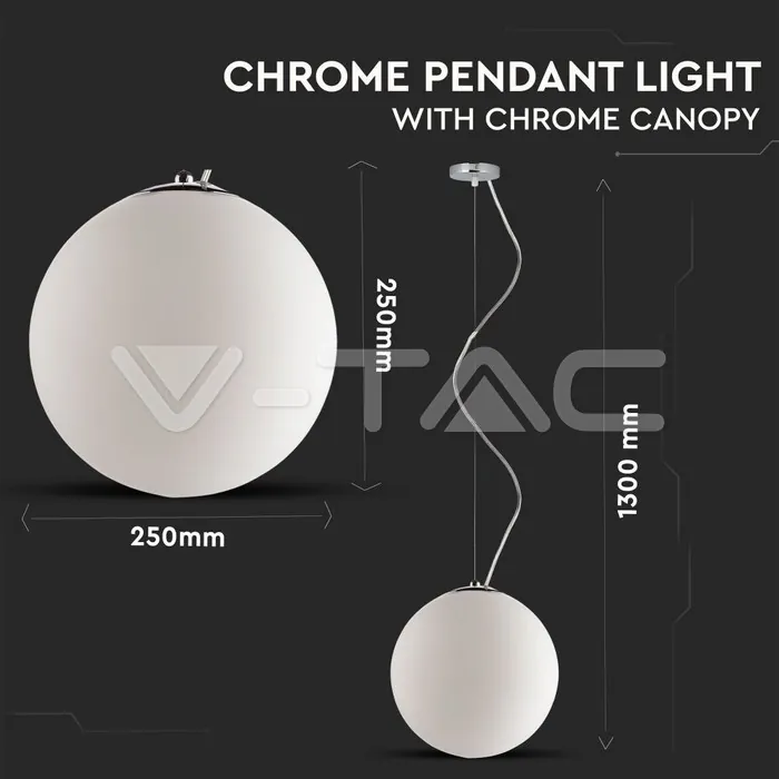 V-TAC VT-3839 Пендел Хром С Хромиран Кабел
