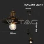V-TAC VT-3845 Пендел Черен Регулируем