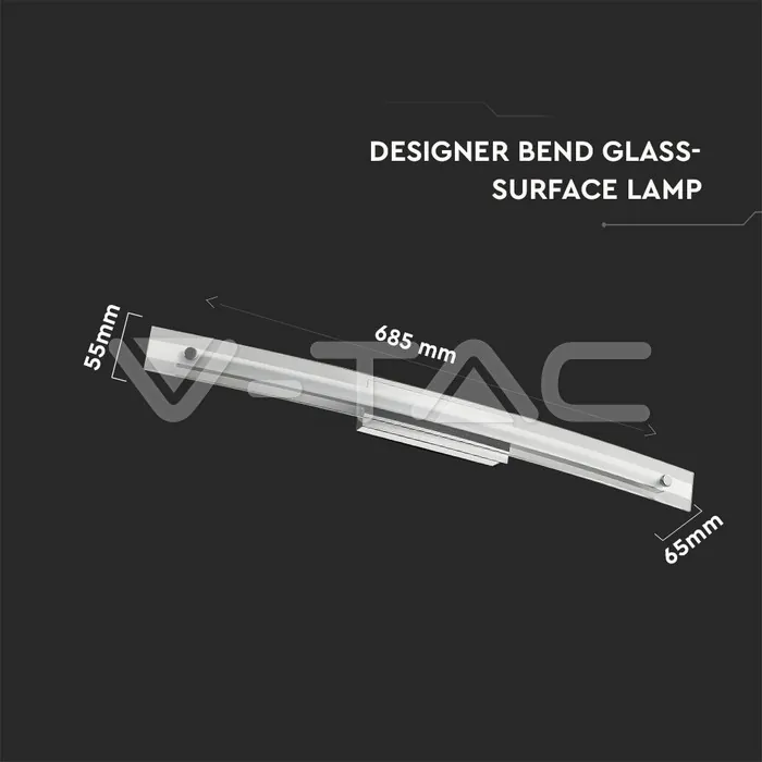 V-TAC VT-3896 12W LED Стенна/Таванна Лампа Стъкло/Хром 4000K