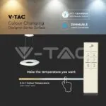 V-TAC VT-3960 82W Пендел/Плафон Кръг 3 Цветен Димиращ Бял