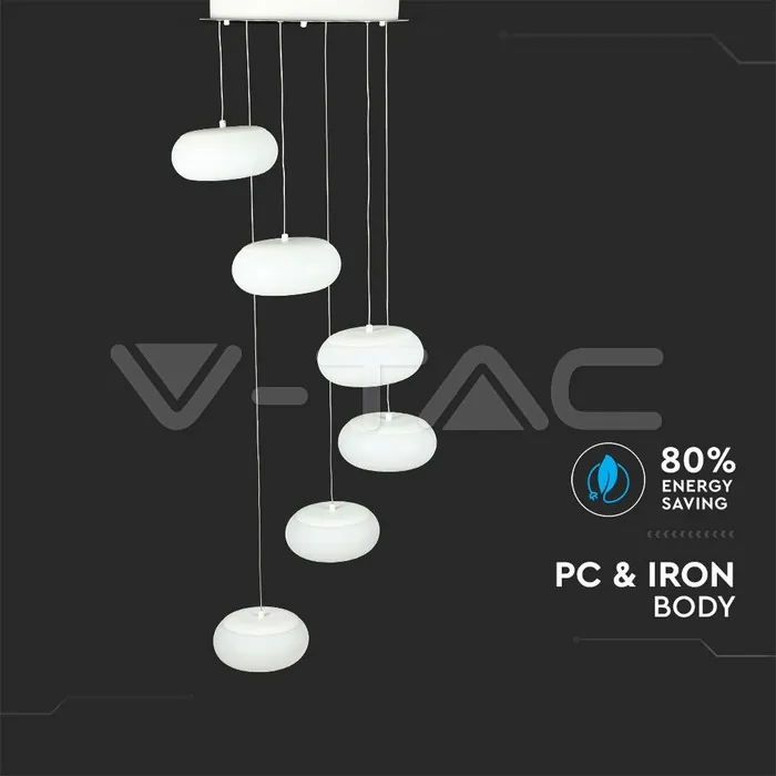 V-TAC VT-40011 72W LED Висящ Пендел Димиращ Бял 3000K