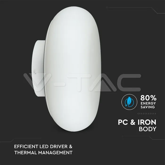 V-TAC VT-40051 25W LED Стенна Лампа Бяла Димираща 3000K