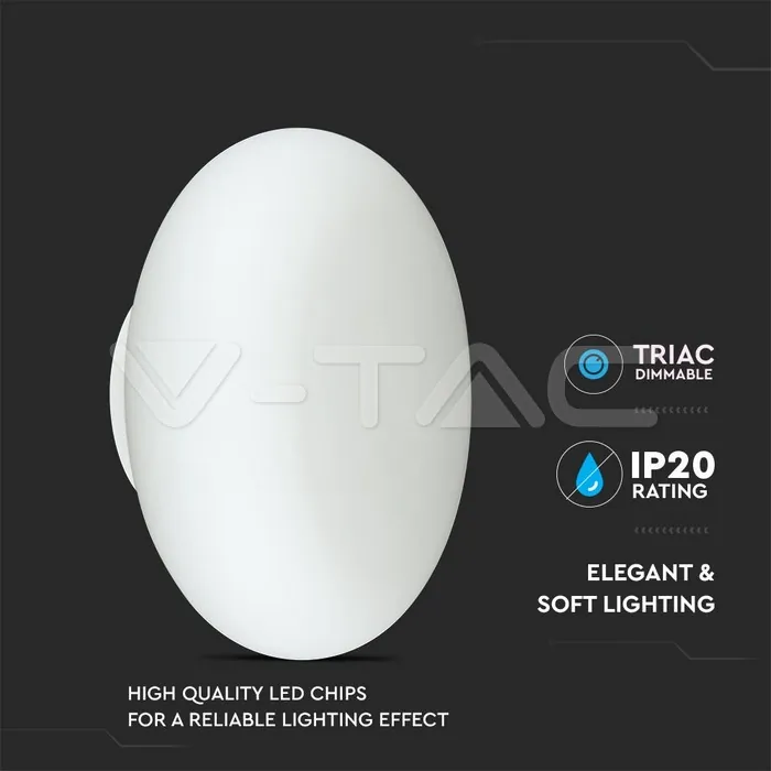 V-TAC VT-40051 25W LED Стенна Лампа Бяла Димираща 3000K