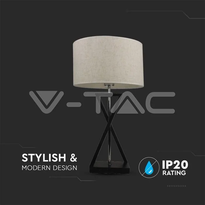 V-TAC VT-40391 Наземна Лампа E27 Черна Слонова Кост Ключ Кръгла
