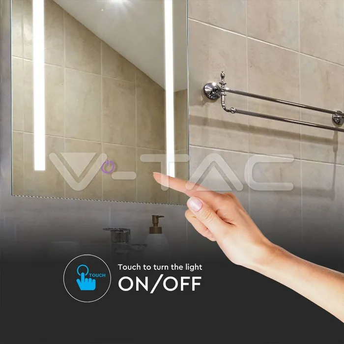 V-TAC VT-40461 10W LED Огледало Правоъгълник IP44 Anti Fog 3 в 1 + 17W Нагревател