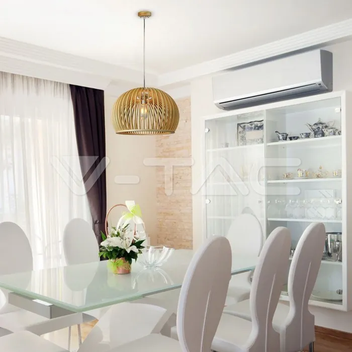 V-TAC VT-40541 Дървен Пендел E27 Дърво Голям Ринг D440 x H280мм