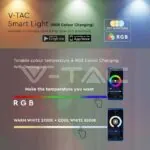 V-TAC VT-405871 8W Амбиентна Лампа Smart RGB Съвместима с Amazon Alexa и Google Home