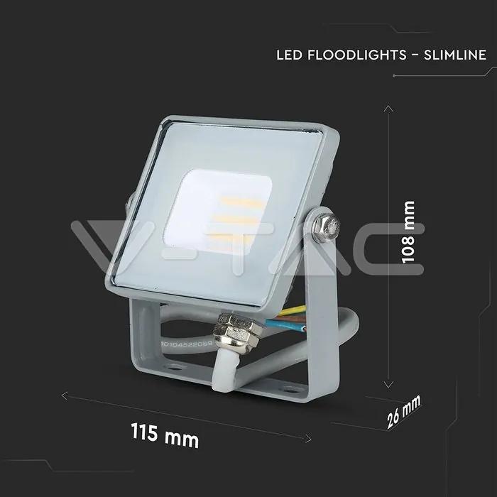 V-TAC VT-432 10W LED Прожектор SAMSUNG Чип SMD Сиво Тяло 6400K