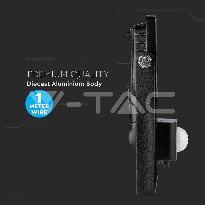 V-TAC VT-436 10W LED Прожектор Сензор SAMSUNG Чип Черно Тяло 3000K