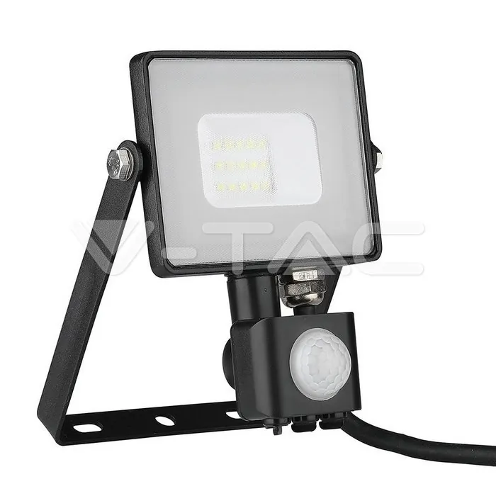 V-TAC VT-436 10W LED Прожектор Сензор SAMSUNG Чип Черно Тяло 3000K