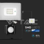 V-TAC VT-436 10W LED Прожектор Сензор SAMSUNG Чип Черно Тяло 3000K