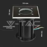 V-TAC VT-7516 Тяло за Вграждане В Земя Сатен Никел Квадрат Черен GU10 IP65