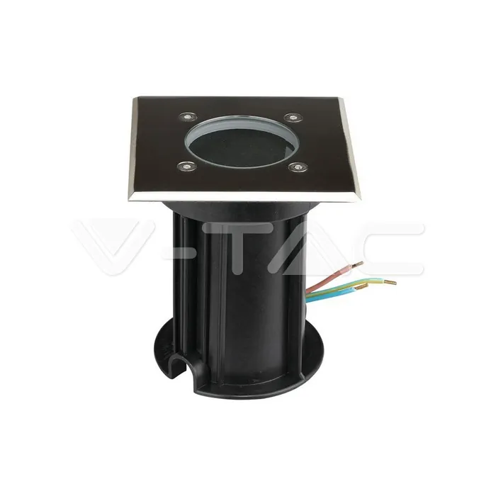 V-TAC VT-7516 Тяло за Вграждане В Земя Сатен Никел Квадрат Черен GU10 IP65