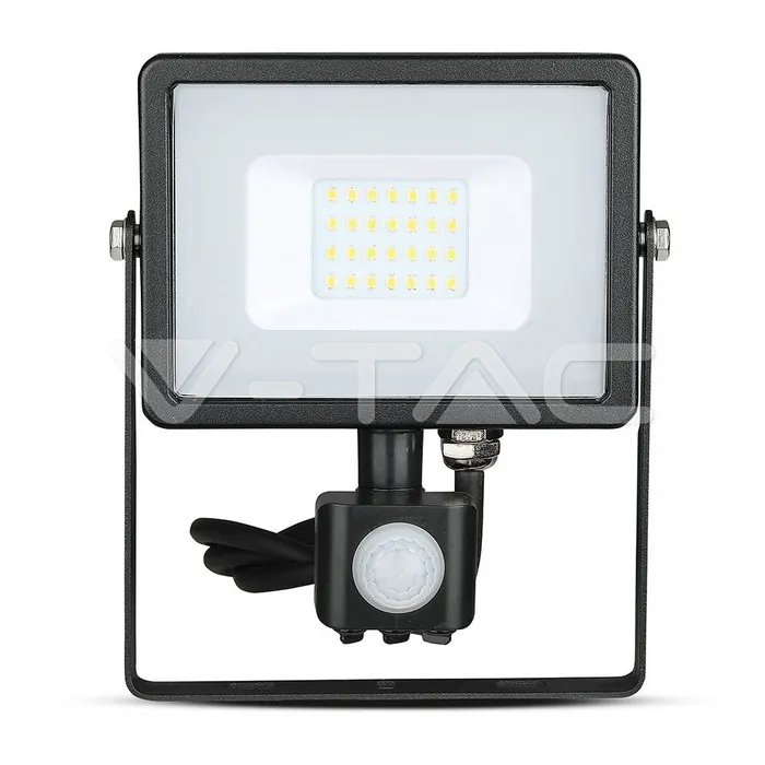 V-TAC VT-453 20W LED Прожектор Сензор SAMSUNG Чип Черно Тяло 6400K