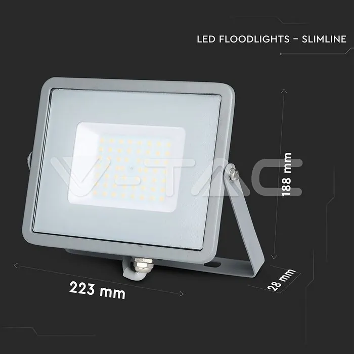 V-TAC VT-465 50W LED Прожектор SAMSUNG Чип SMD Сиво Тяло 6400K