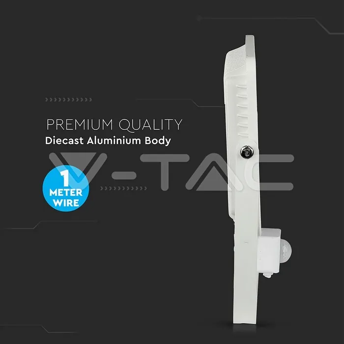 V-TAC VT-467 50W LED Прожектор Сензор SAMSUNG Чип Бяло Тяло 4000K