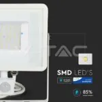 V-TAC VT-467 50W LED Прожектор Сензор SAMSUNG Чип Бяло Тяло 4000K