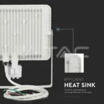 V-TAC VT-467 50W LED Прожектор Сензор SAMSUNG Чип Бяло Тяло 4000K