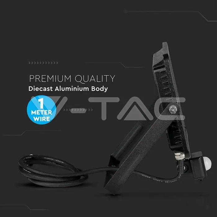 V-TAC VT-471 50W LED Прожектор Сензор SAMSUNG Чип Черно Тяло 6400K