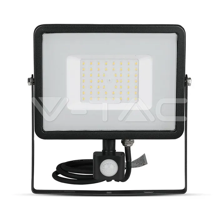 V-TAC VT-471 50W LED Прожектор Сензор SAMSUNG Чип Черно Тяло 6400K
