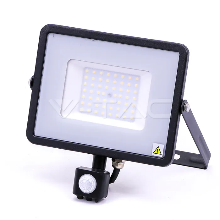 V-TAC VT-469 50W LED Прожектор Сензор SAMSUNG Чип Черно Тяло 3000K