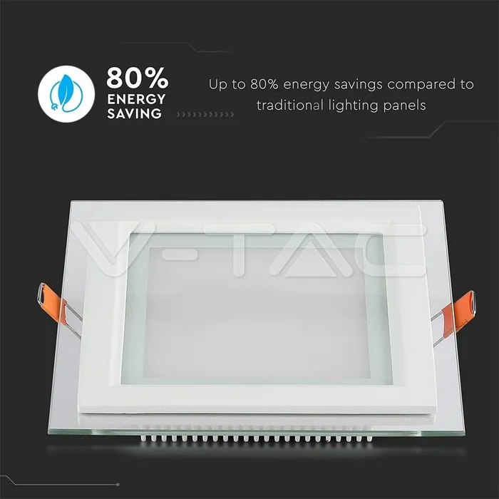 V-TAC VT-4745 18W LED Панел Стъклено Тяло Квадратен Модул Бяла Светлина