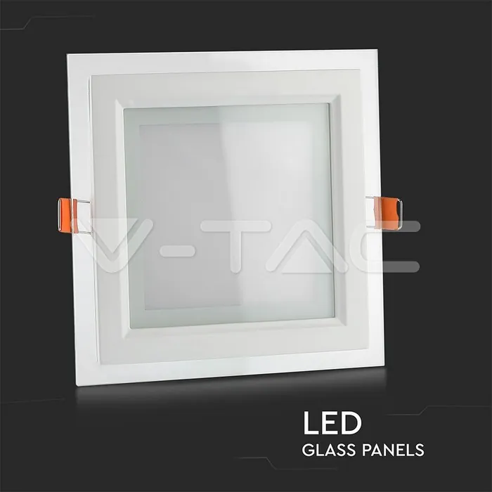 V-TAC VT-4745 18W LED Панел Стъклено Тяло Квадратен Модул Бяла Светлина