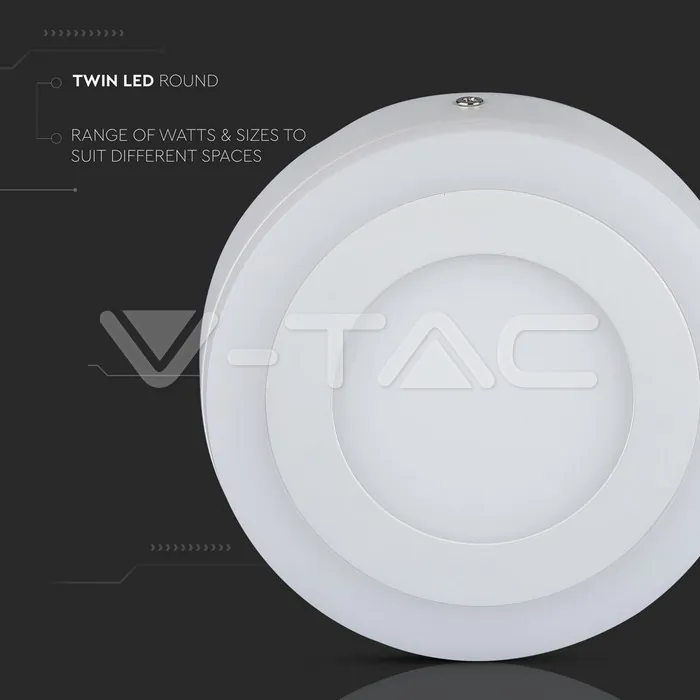 V-TAC VT-4896 18W+3W LED Панел Външен монтаж Кръгъл Модул Топло Светлина